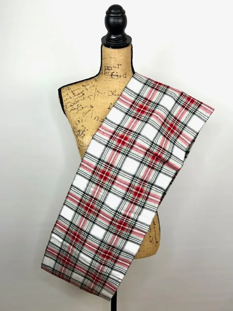 Subtle Christmas Tartan with Light Minty Sage and Red Luxe Collection Plaid Infinity and Blanket Scarves