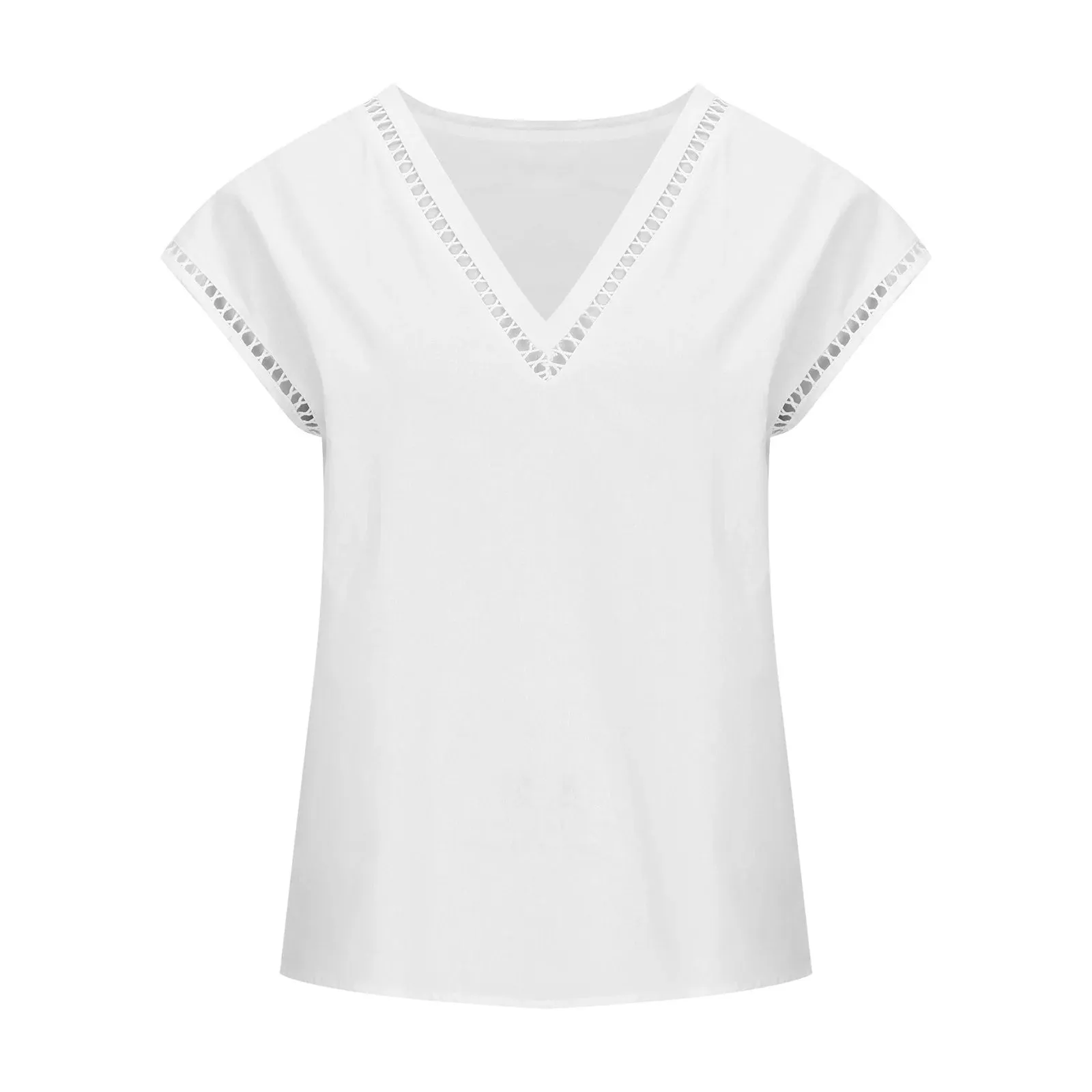 Summer Saving Clearance 2024!  Womens Tee Shirts Clearance White Cotton Linen Solid Color Casual V Neck Tops Cotton Design Blouses