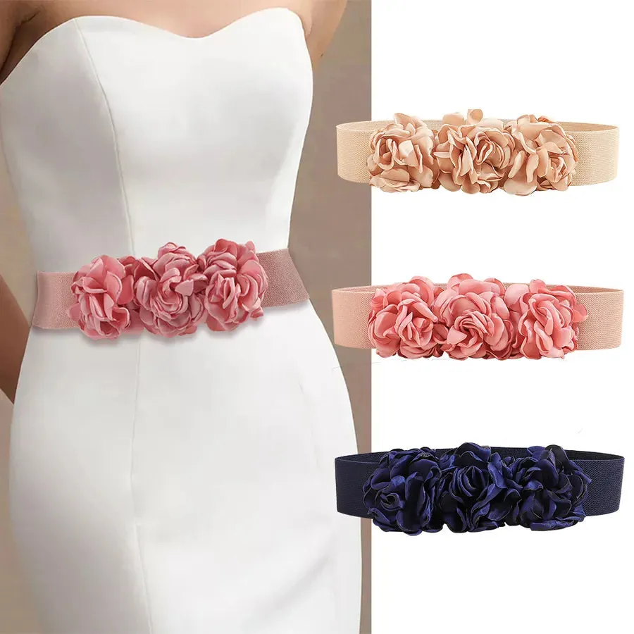 Sweet Flower Woven Fabric Women's Woven Belts