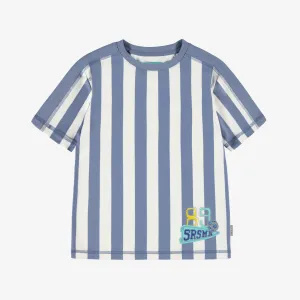 T-shirt de sport bleu et blanc à rayures, enfant  || Blue and white striped sports T-shirt, child