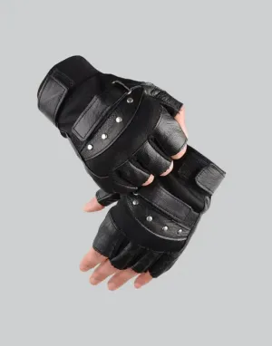 Tactical Fingerless Leather Gloves for