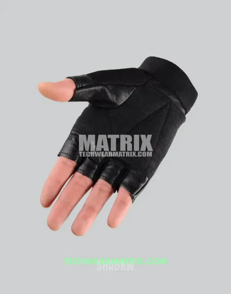 Tactical Fingerless Leather Gloves for