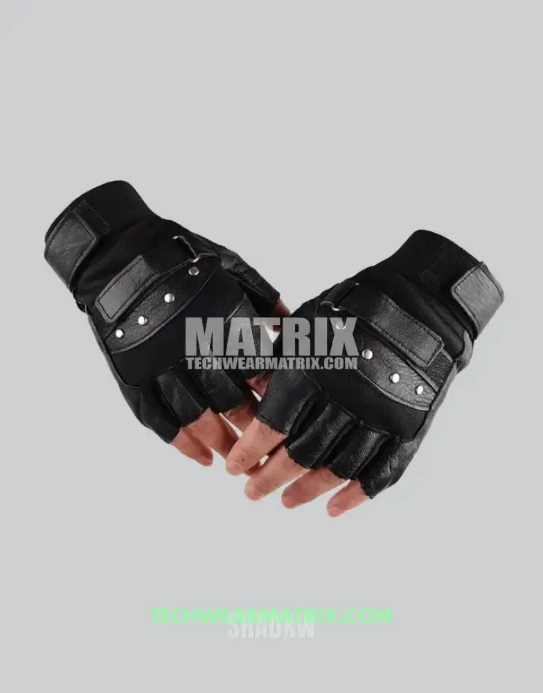 Tactical Fingerless Leather Gloves for