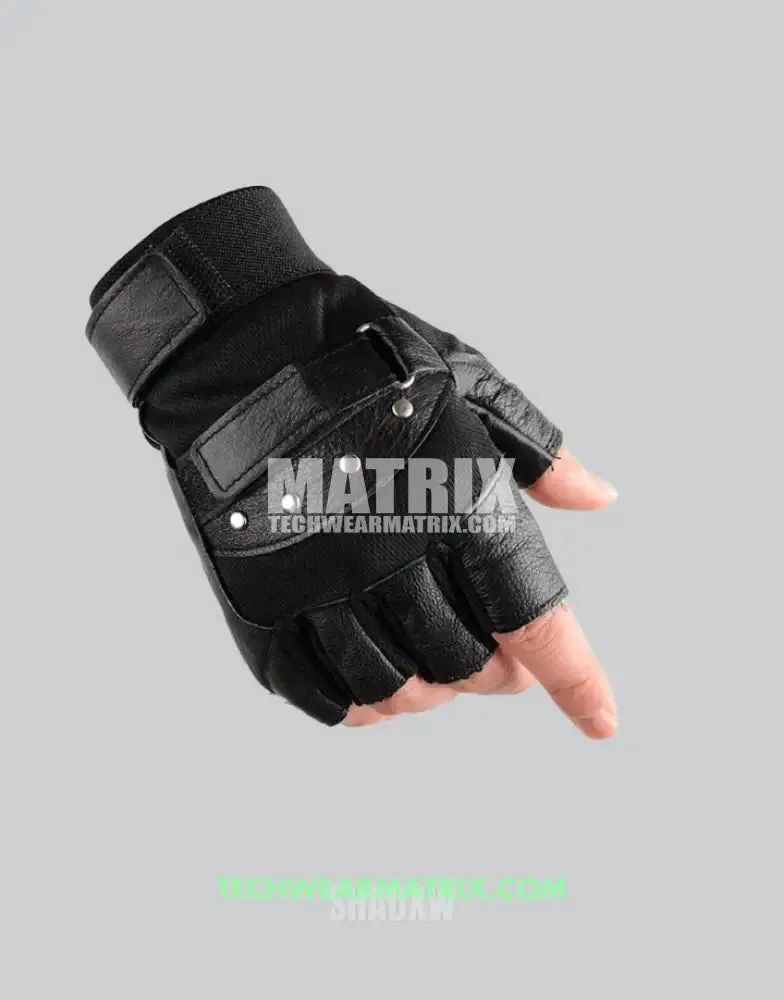 Tactical Fingerless Leather Gloves for