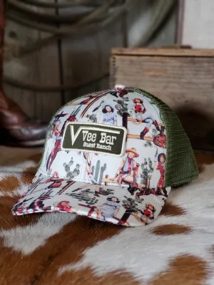 Tan/Green Graphic Vee Bar Hat