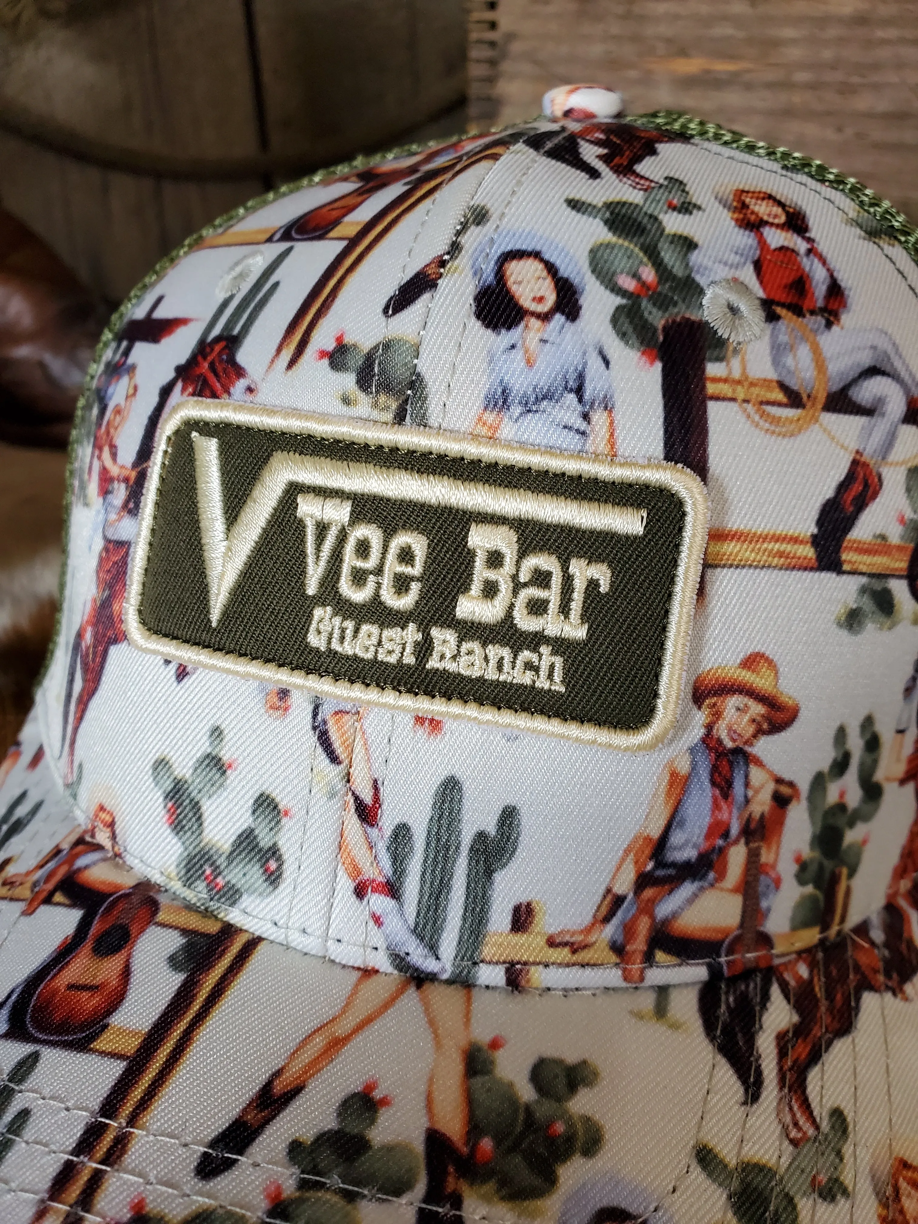 Tan/Green Graphic Vee Bar Hat