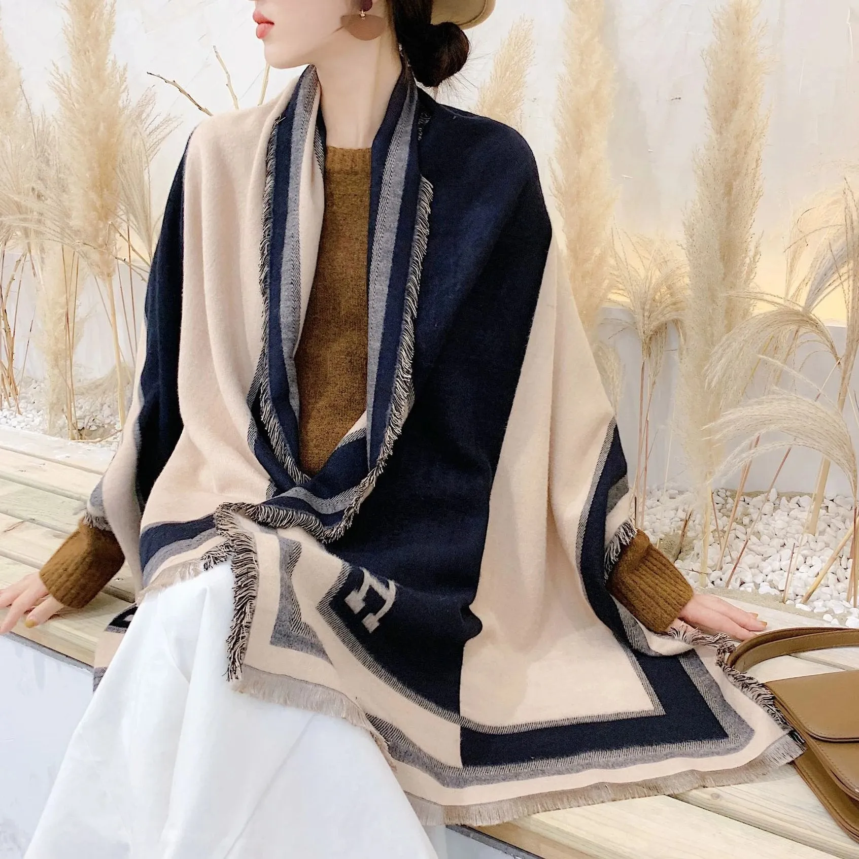 Tassel Warm Cashmere Thick Scarf Shawl Wrap for Women Ladies Girls 65x190