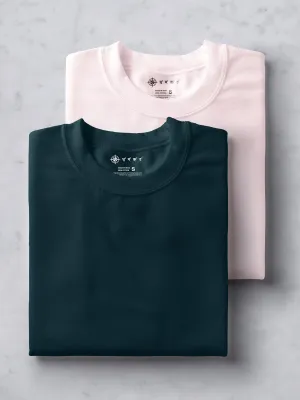Teal & Soft Pink T shirt Combo