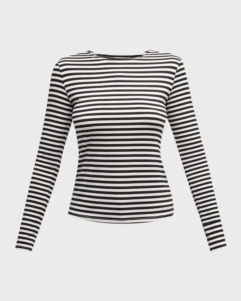 Tess Crew Neck Long Sleeve Stripe Tee