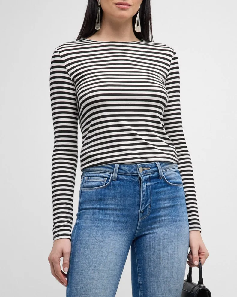 Tess Crew Neck Long Sleeve Stripe Tee