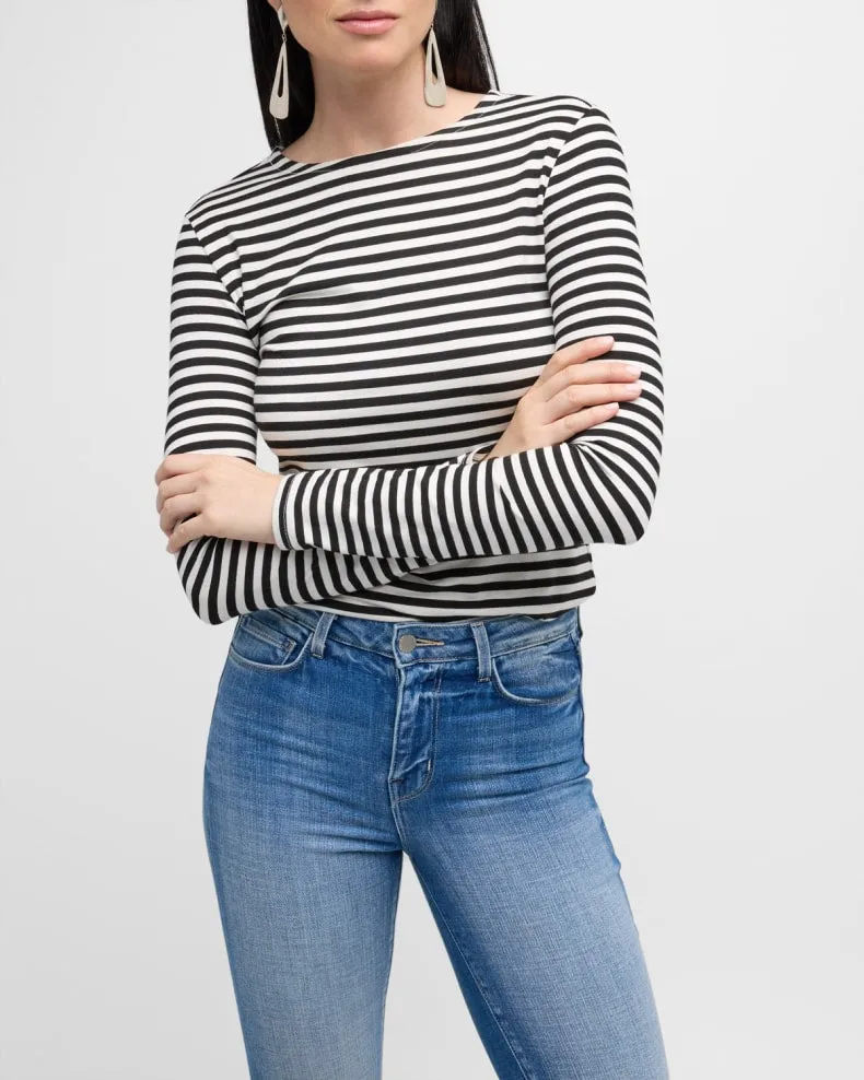 Tess Crew Neck Long Sleeve Stripe Tee
