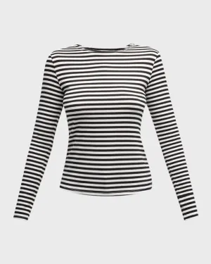 Tess Crew Neck Long Sleeve Stripe Tee