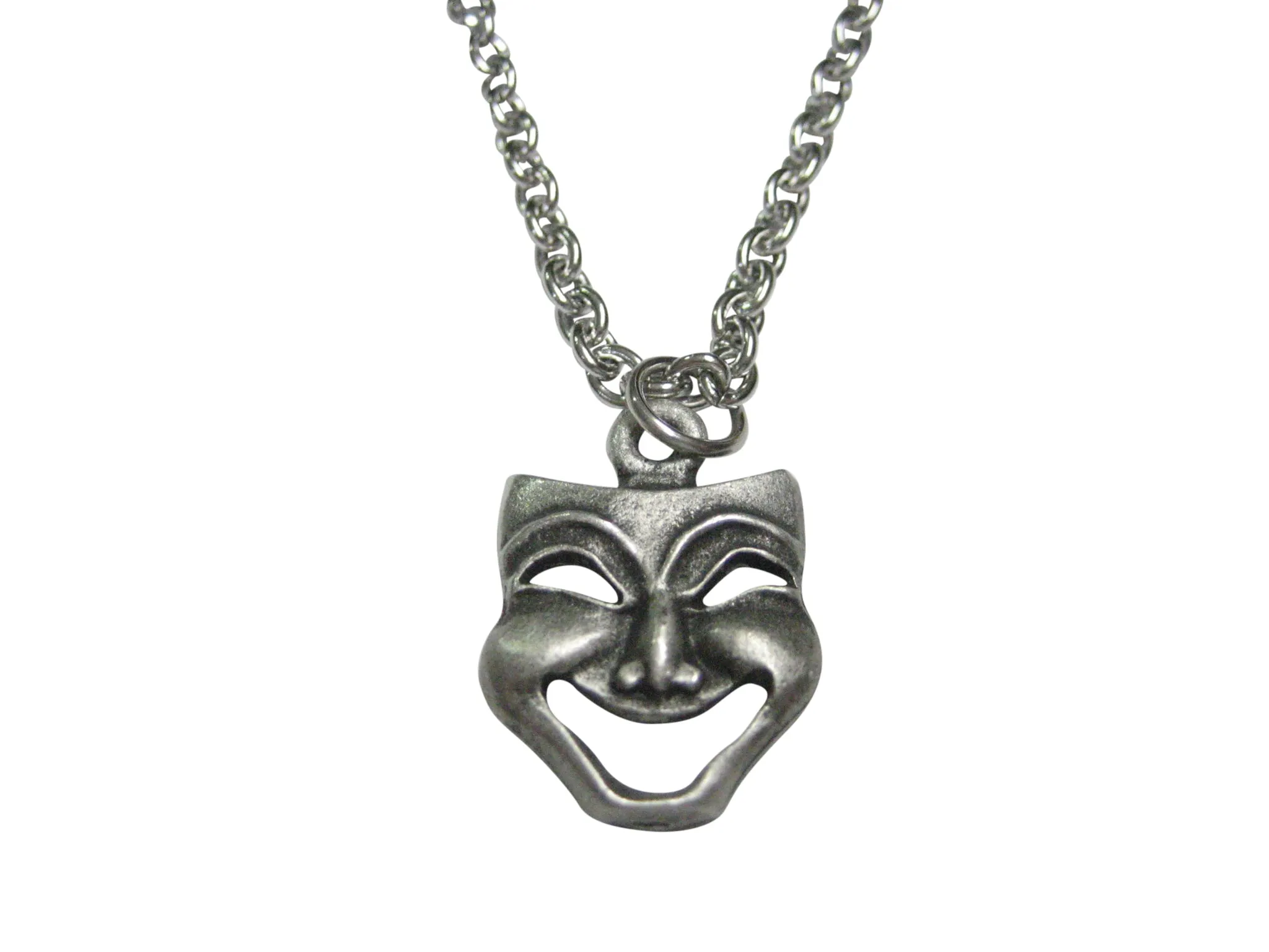 Textured Drama Happy Mask Pendant Necklace