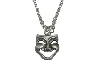 Textured Drama Happy Mask Pendant Necklace