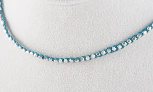 Thai Silver Choker with Blue Waxed Linen