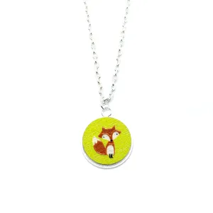 The Brown Fox Wood Pendant Necklace