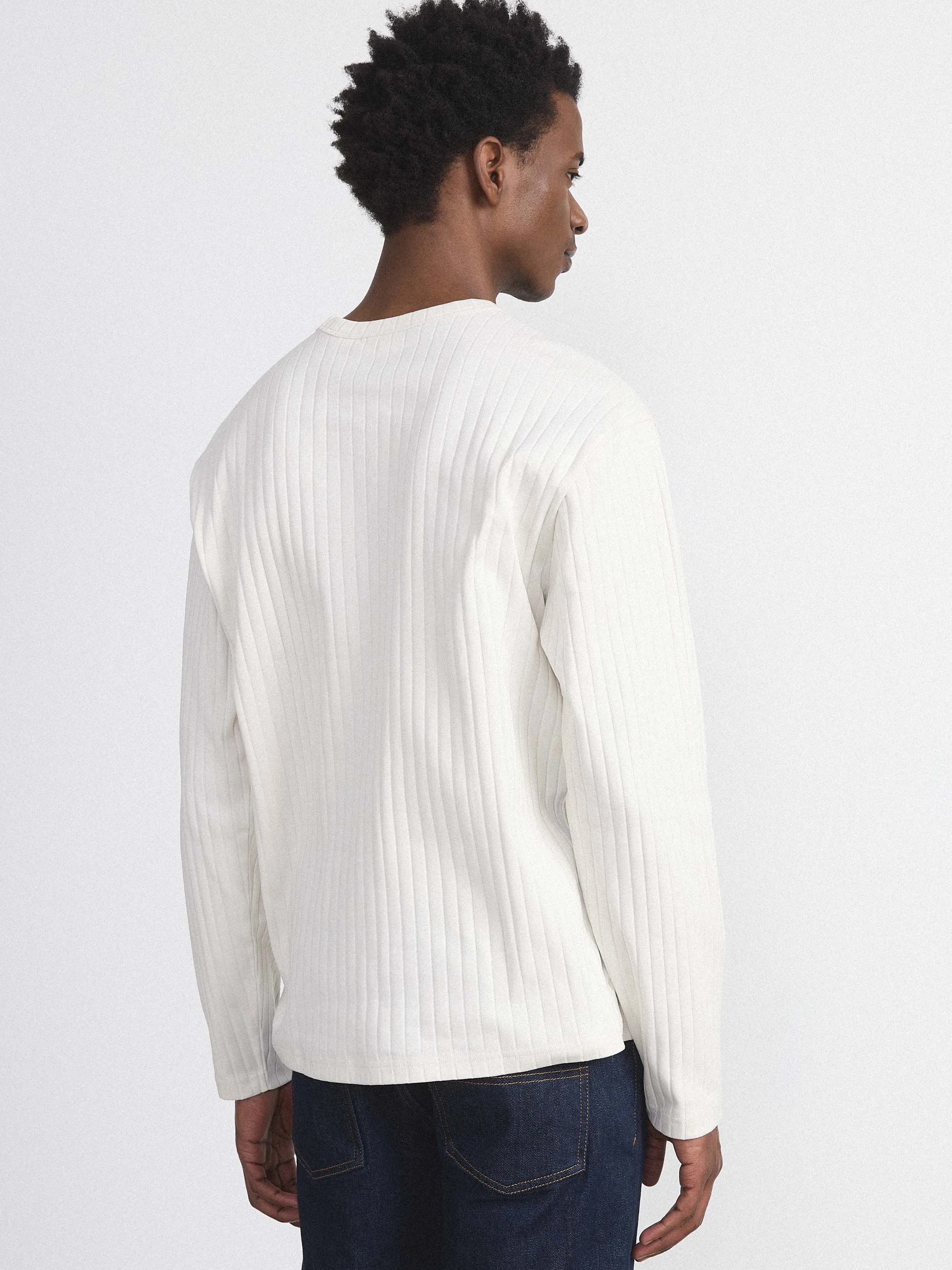 The Long Sleeve Ribbed T-Shirt in Cloud
