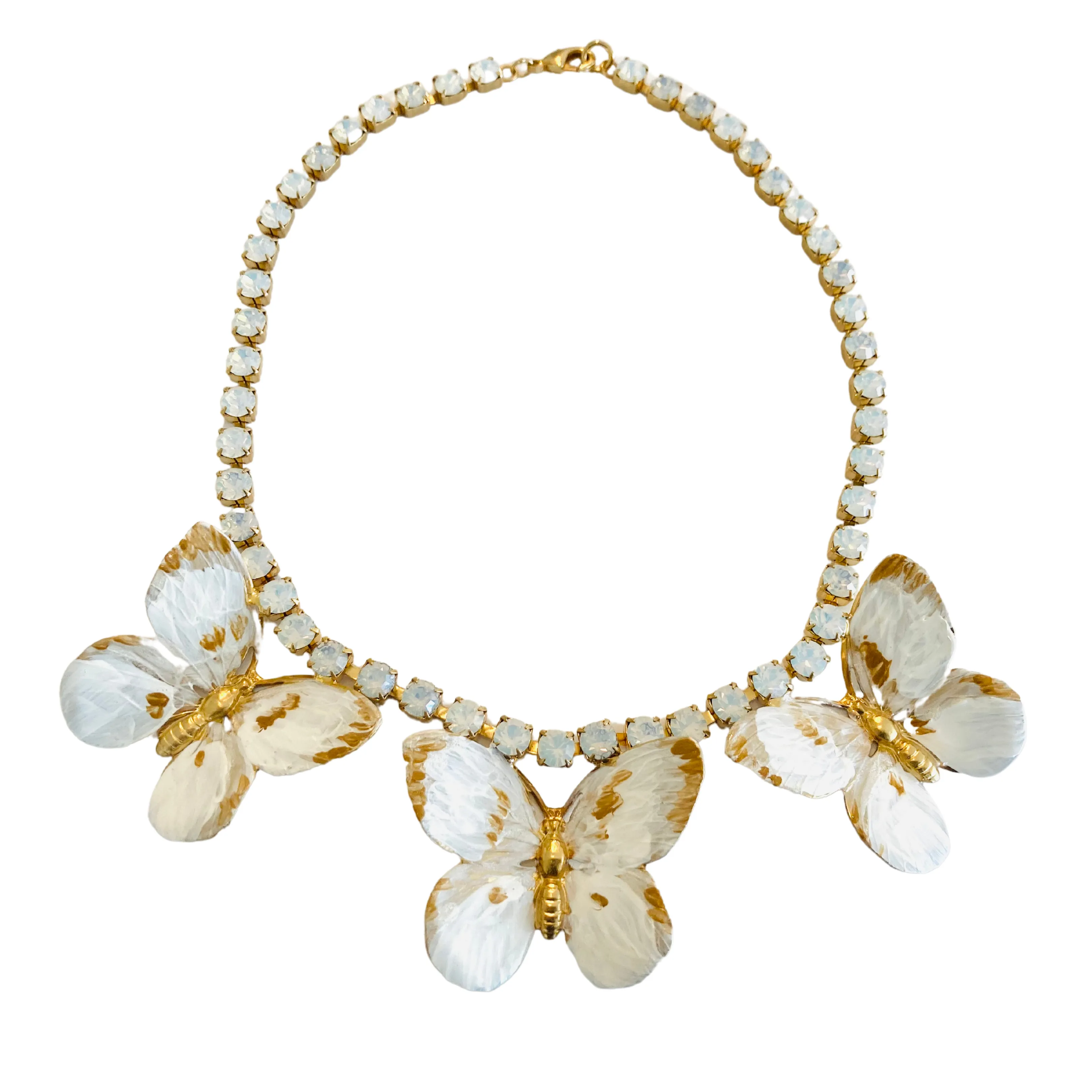 The Pink Reef Winter White Butterfly Necklace