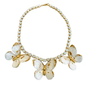 The Pink Reef Winter White Butterfly Necklace