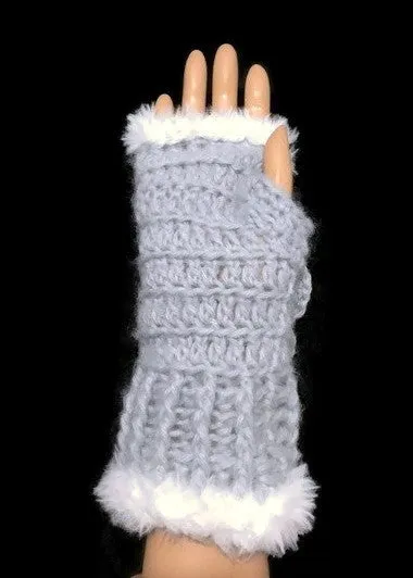 The silver blue alpaca fingerless gloves, fingerless gloves, women's fingerless gloves, crochet fingerless gloves, handmade fingerless gloves,