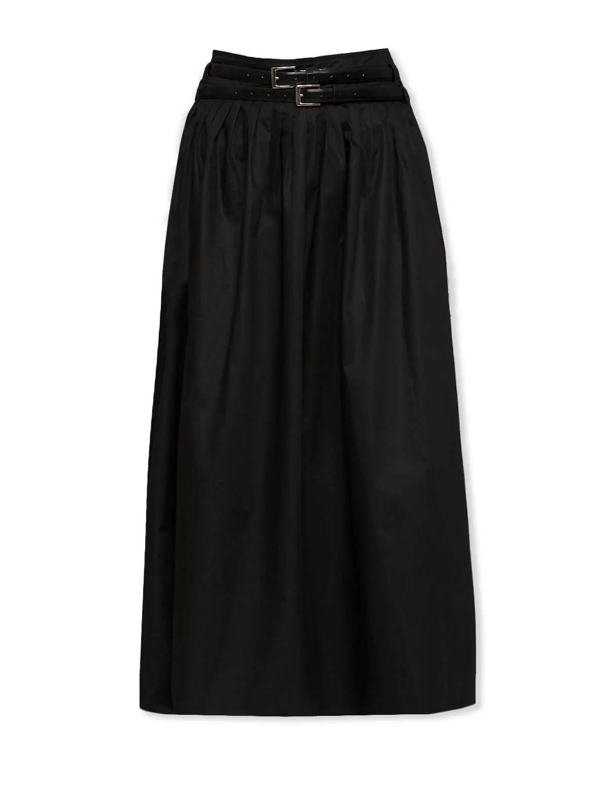 Thea Black Double-Belted Skirt
