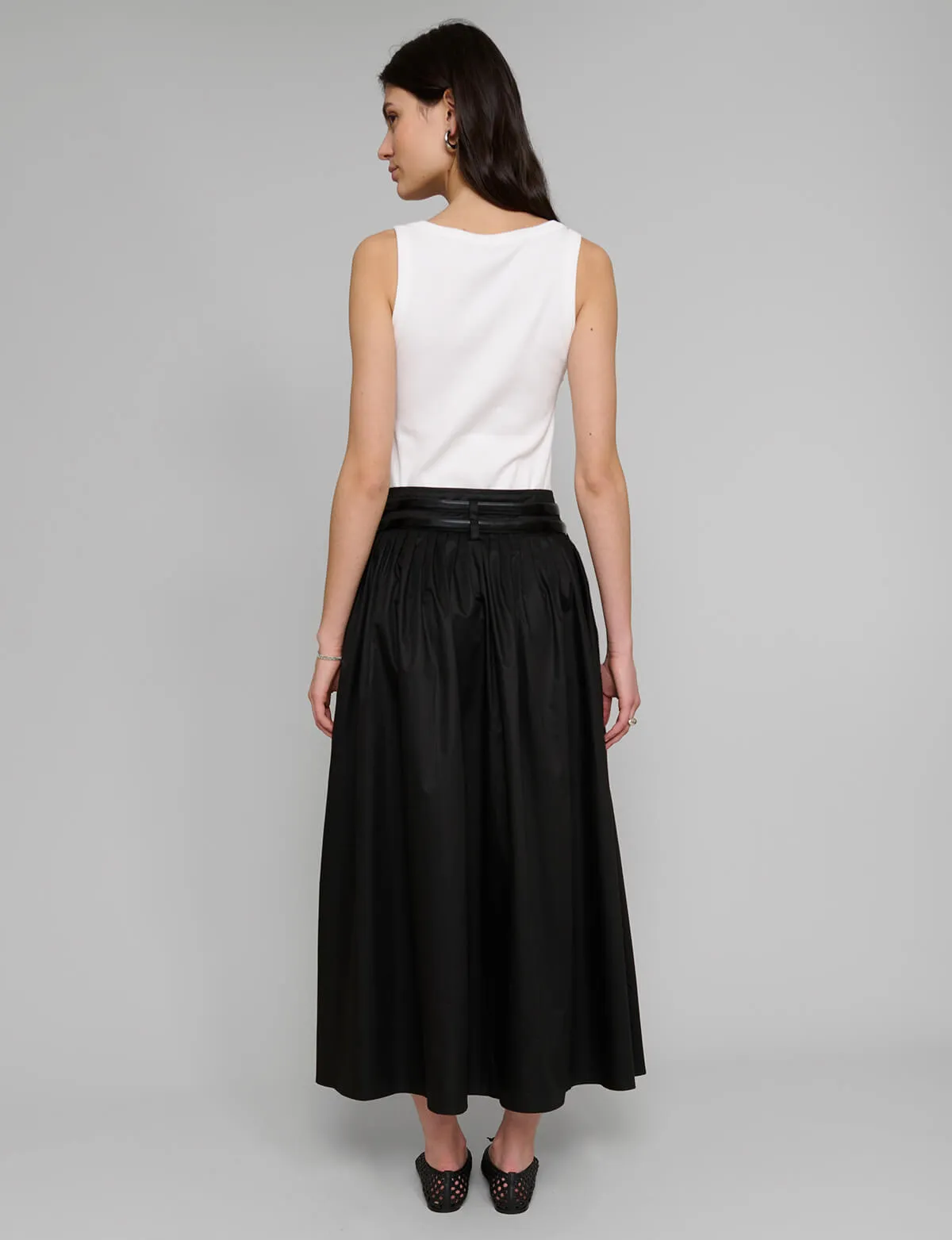 Thea Black Double-Belted Skirt