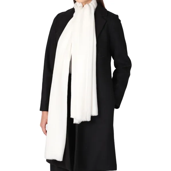 Thick Cashmere Twill Scarf, Ivory