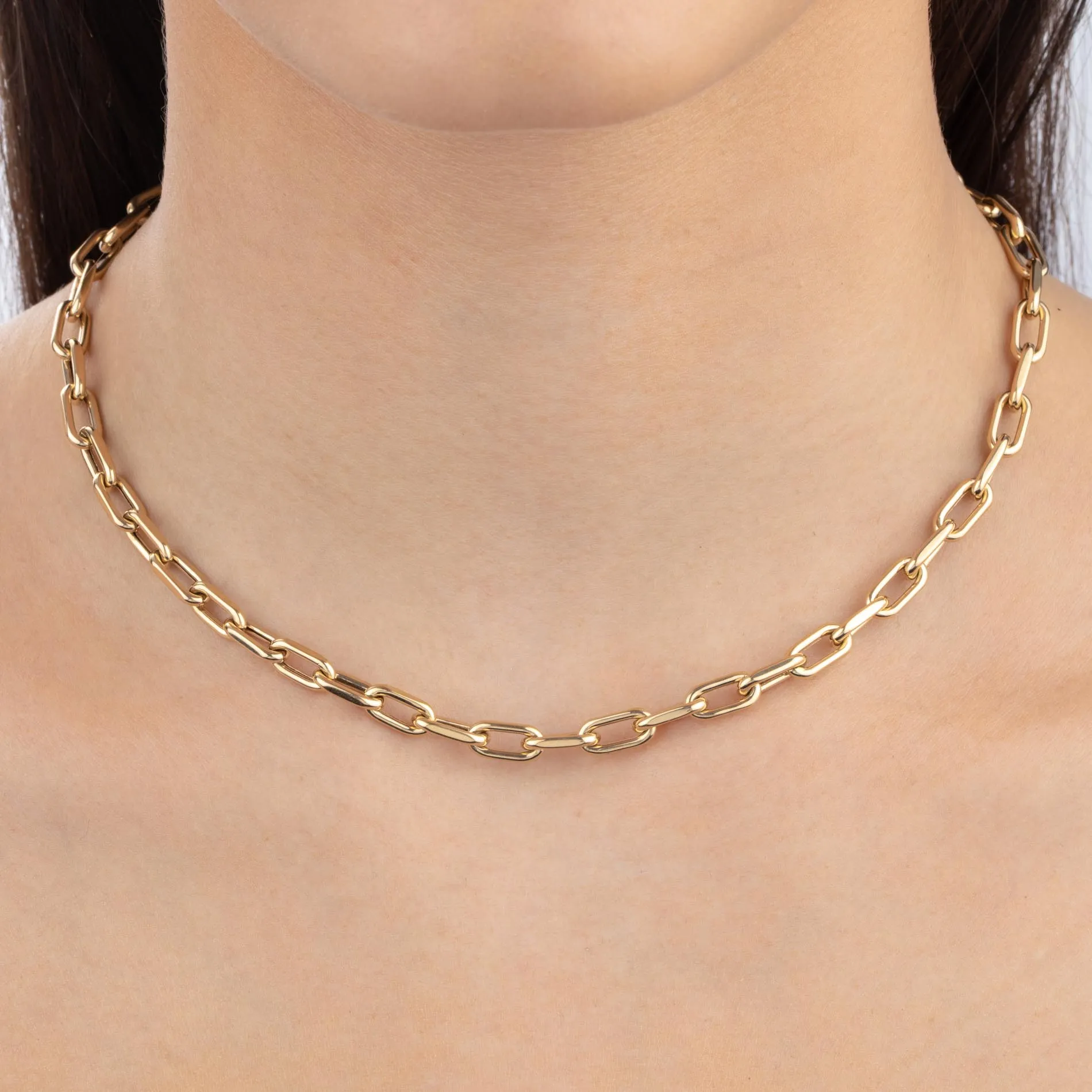 Thick Chain Link Necklace 14K