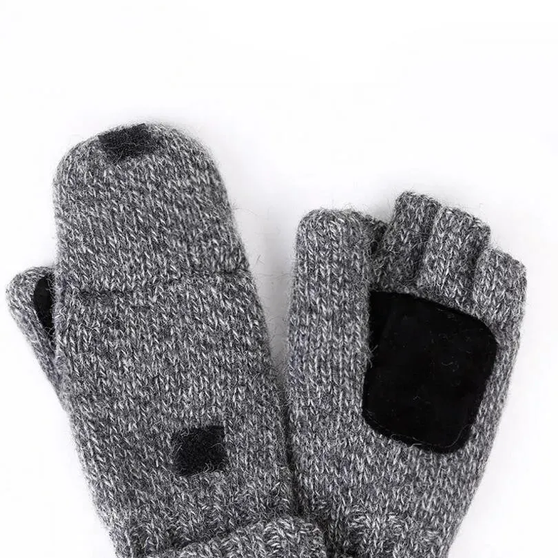 Thick Male Wool Fingerless Gloves.