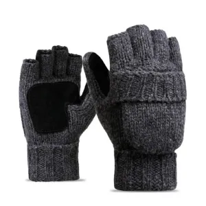 Thick Male Wool Fingerless Gloves.