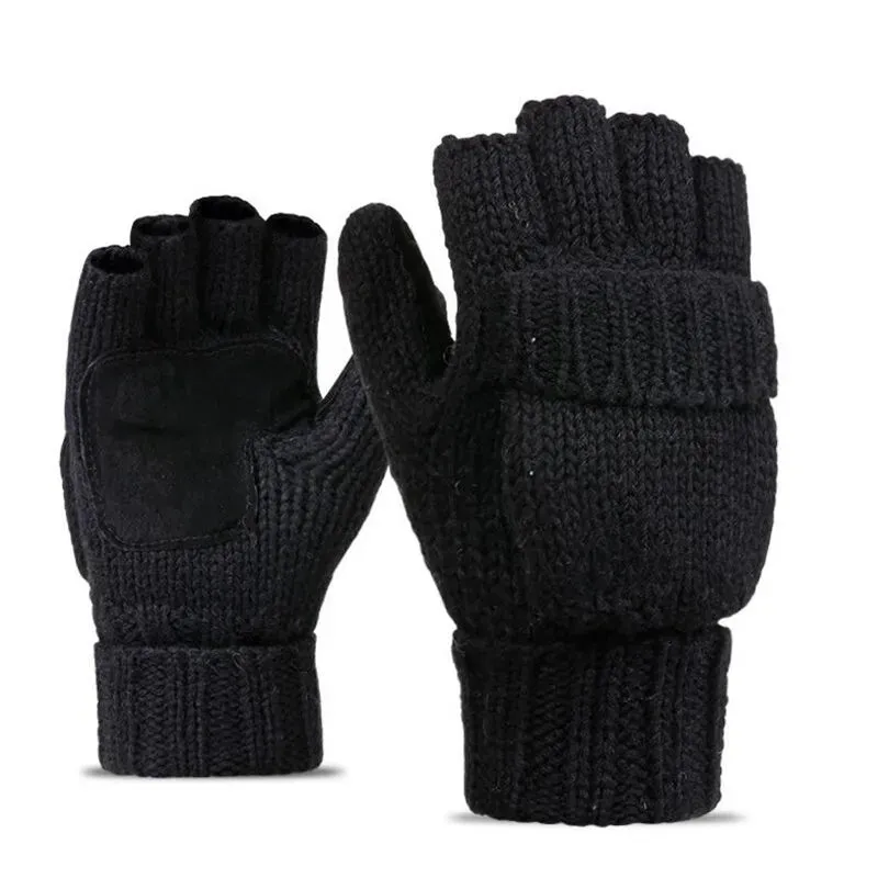 Thick Male Wool Fingerless Gloves.