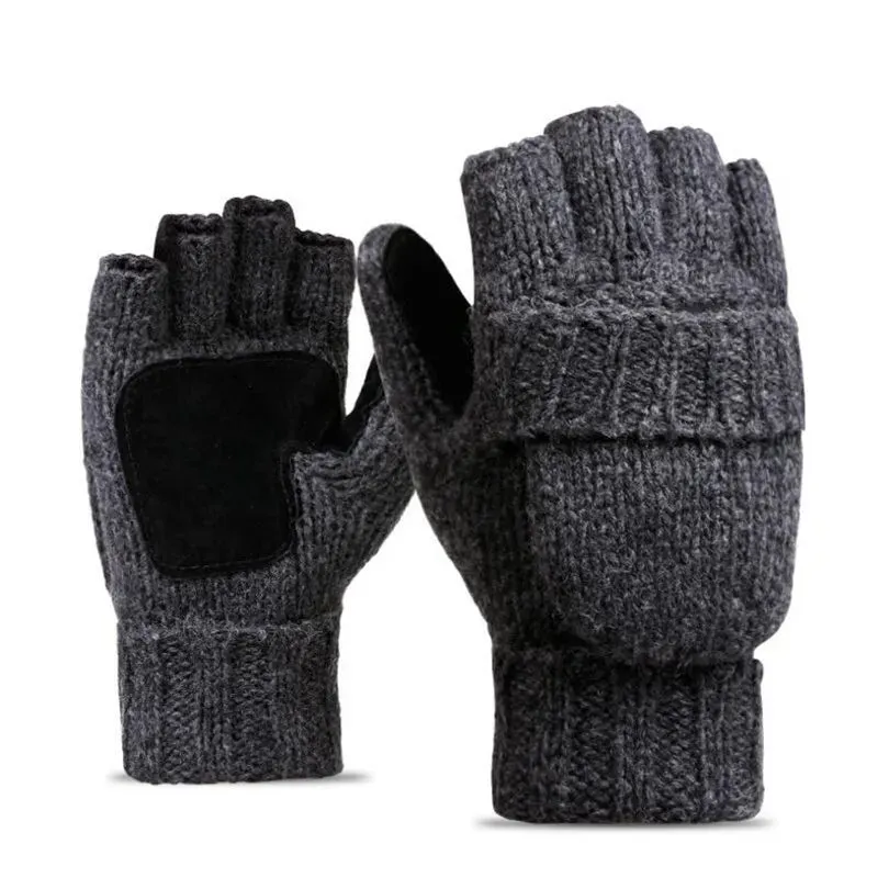 Thick Male Wool Fingerless Gloves.