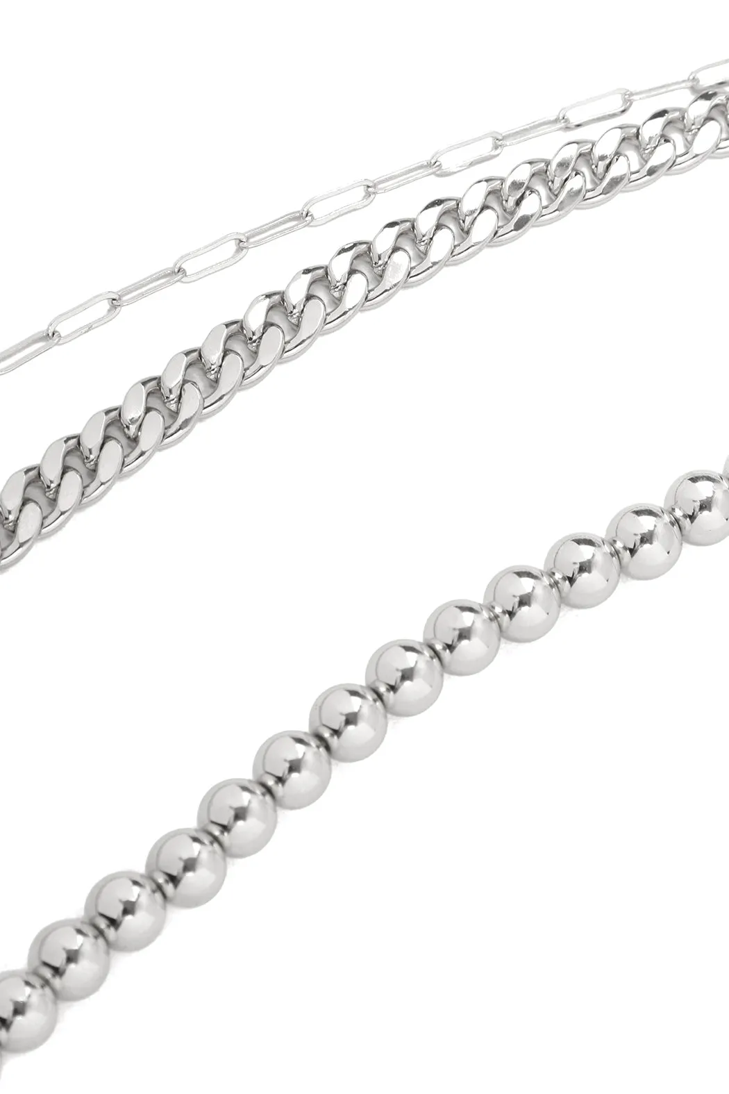 THREE-LAYERED BALL AND CHAIN NECKLACE