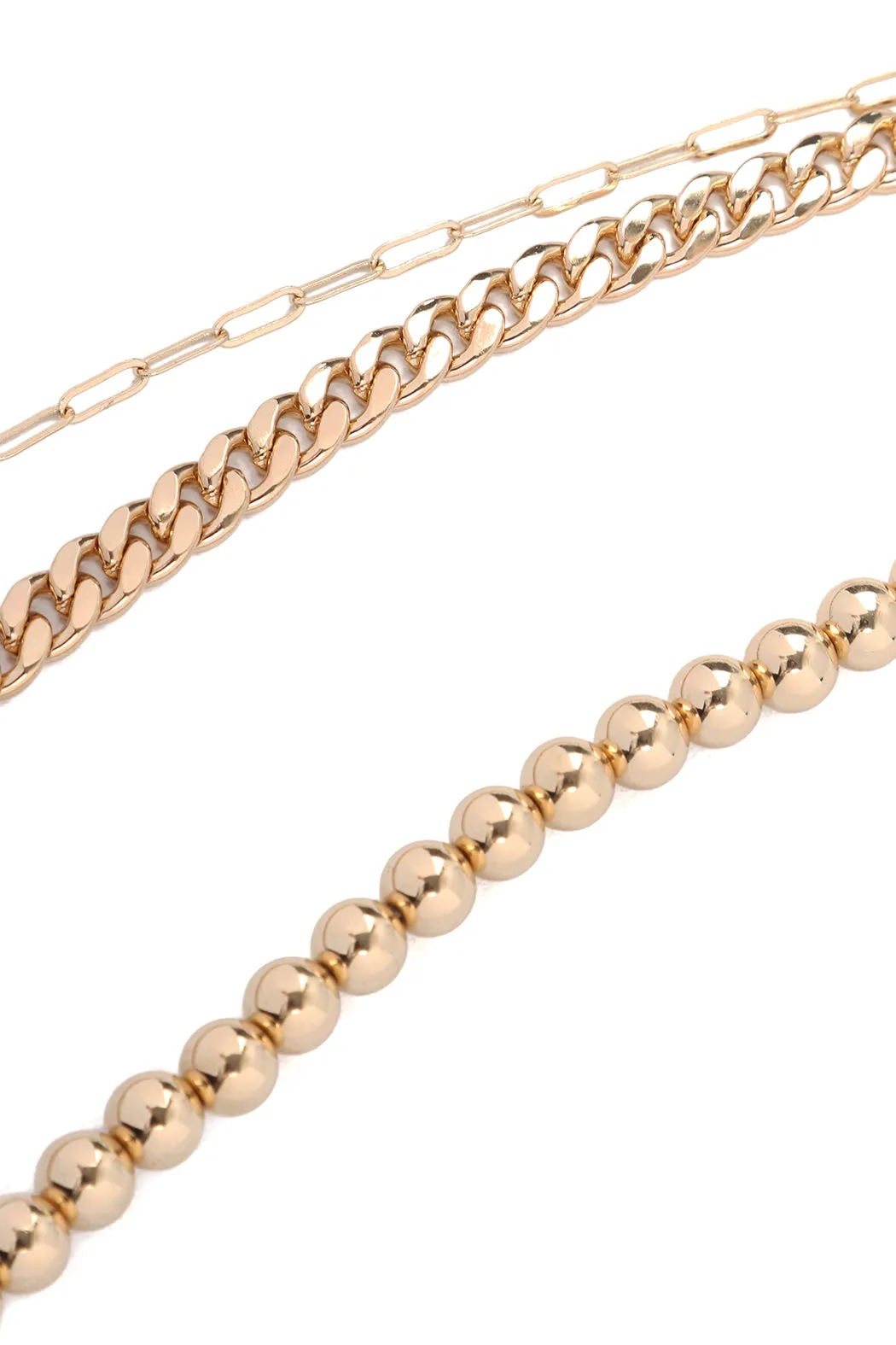THREE-LAYERED BALL AND CHAIN NECKLACE
