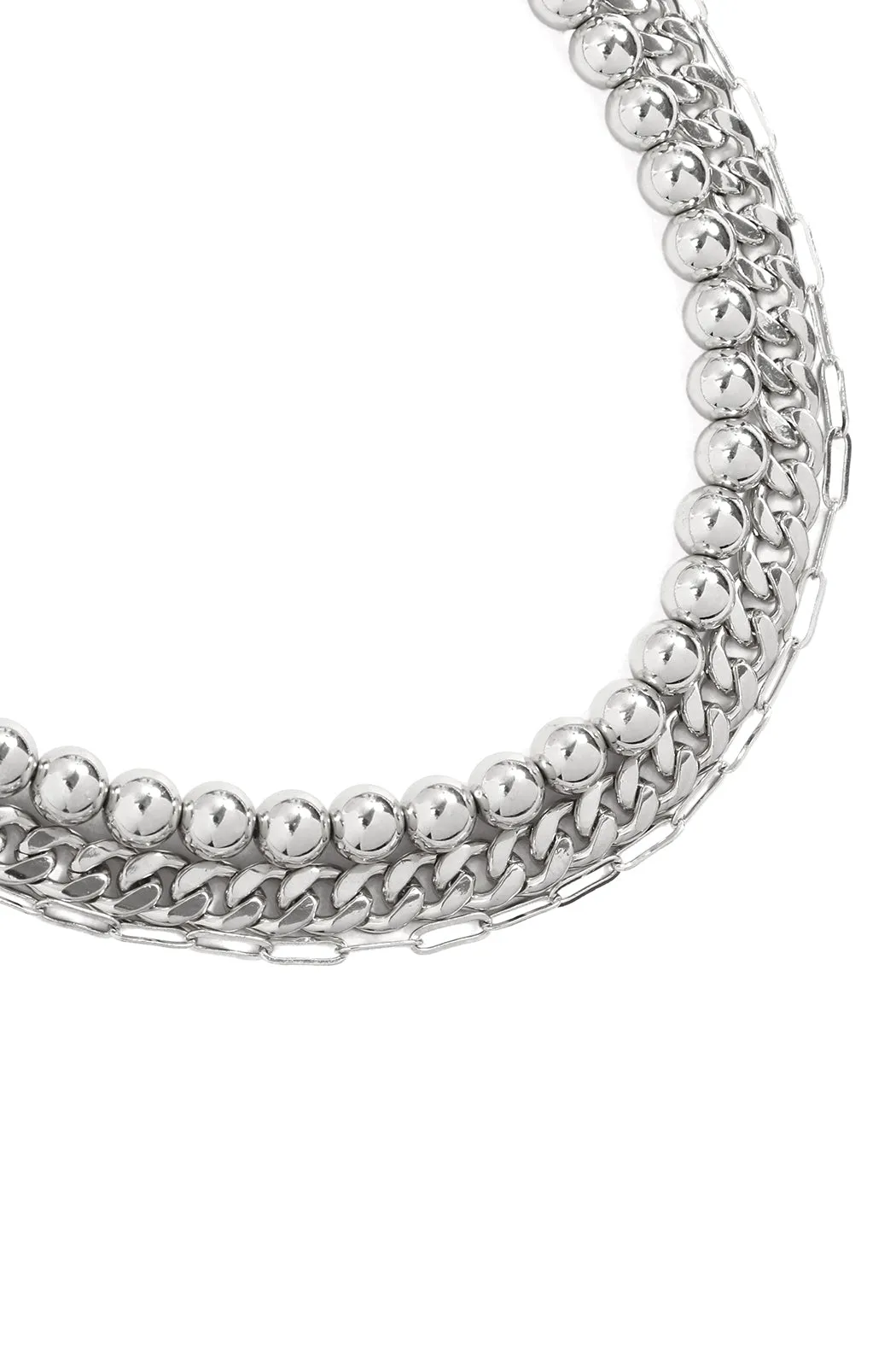 THREE-LAYERED BALL AND CHAIN NECKLACE