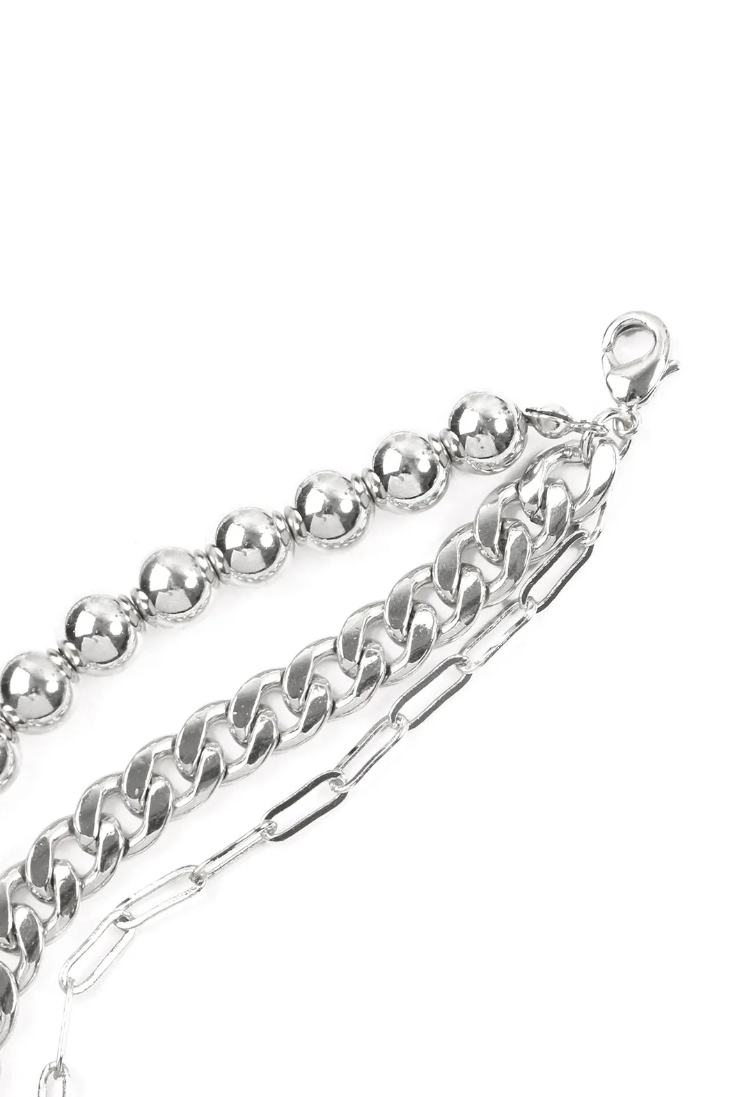 THREE-LAYERED BALL AND CHAIN NECKLACE
