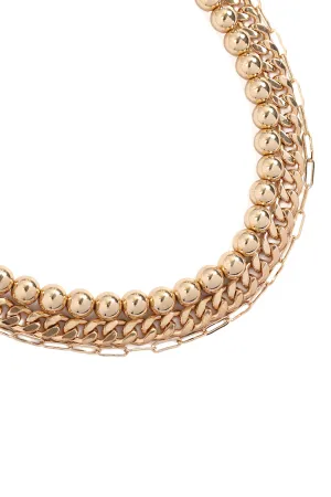 THREE-LAYERED BALL AND CHAIN NECKLACE