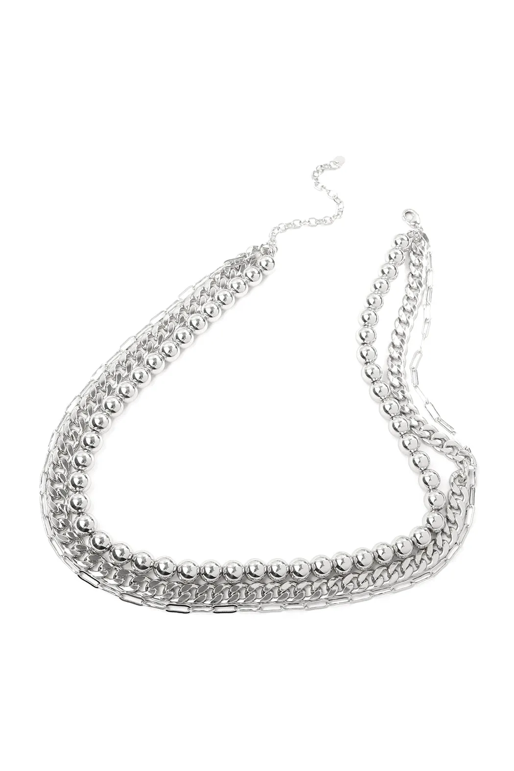 THREE-LAYERED BALL AND CHAIN NECKLACE