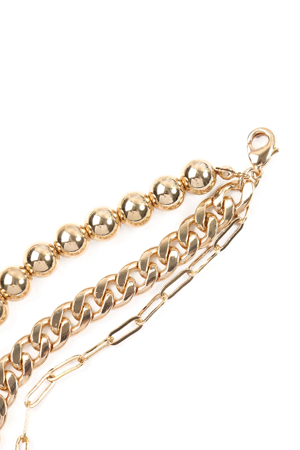 THREE-LAYERED BALL AND CHAIN NECKLACE