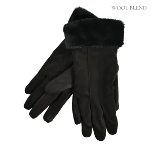 THSG1093: Black: Faux Fur Double Layer Gloves