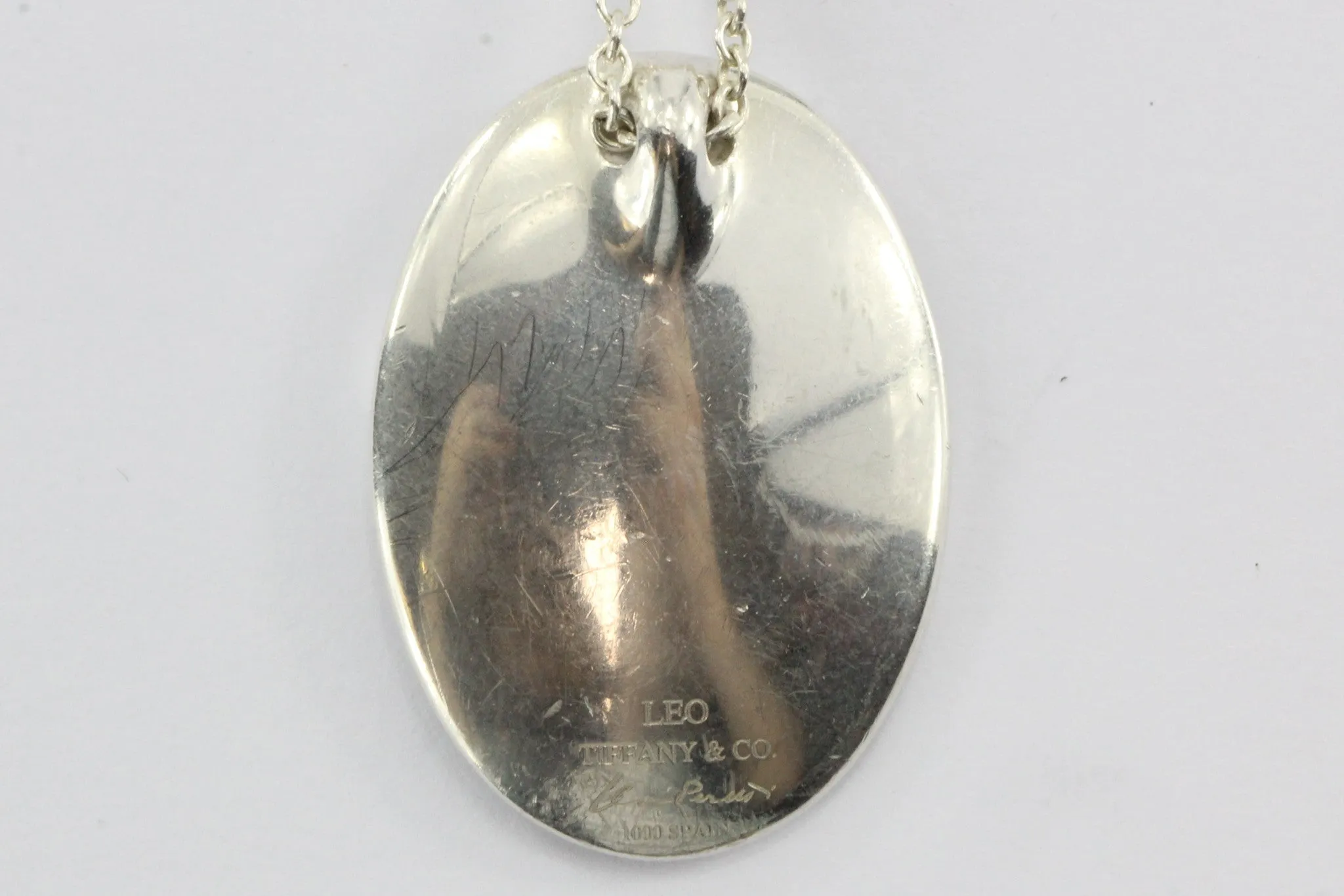 Tiffany & Co Sterling Silver Elsa Peretti Large Leo Zodiac Necklace Pendant