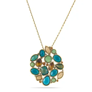 TIGER EYE AND GREEN STONE PENDANT NECKLACES #197GN1401 (2E2)