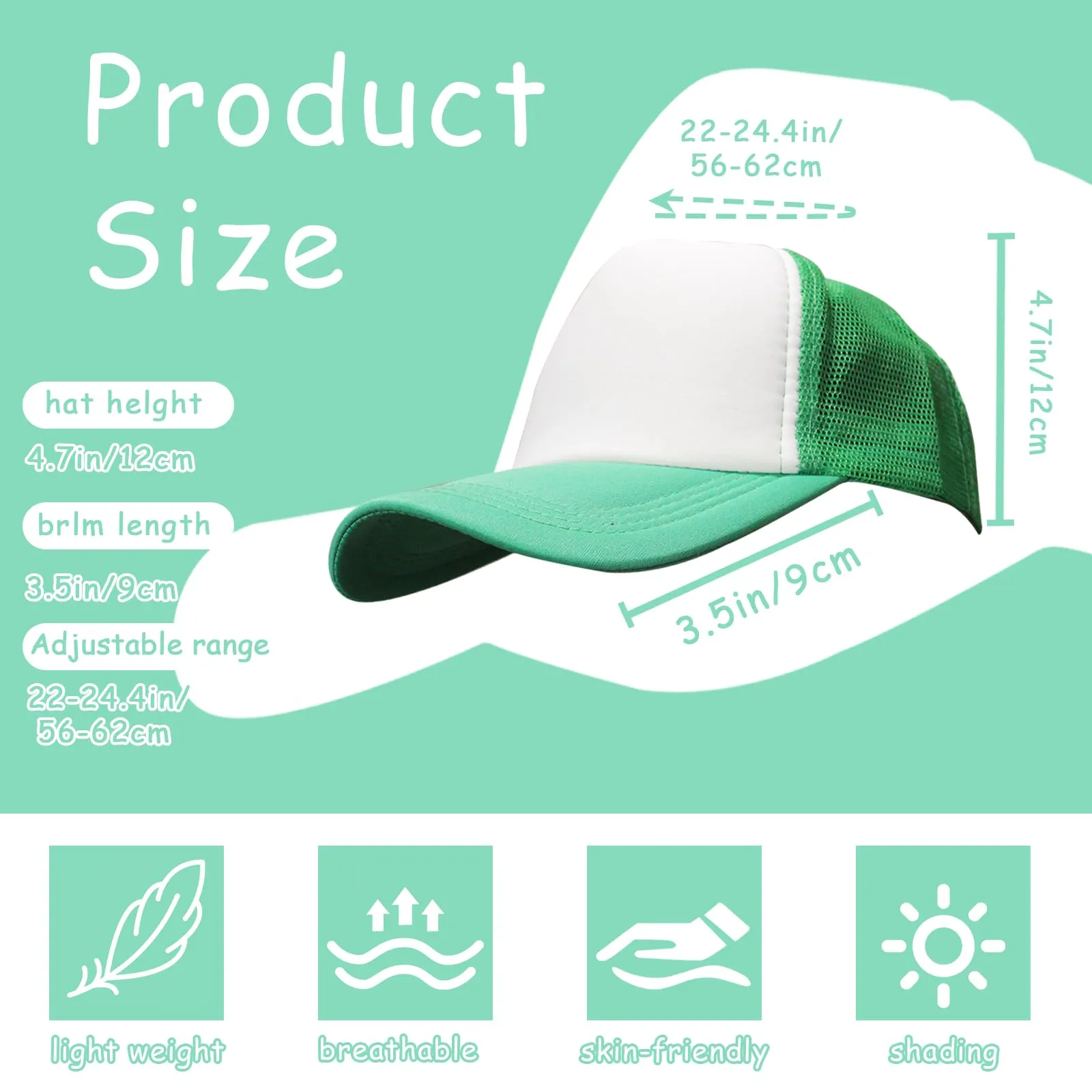 Timisea 13 Pcs Sublimation Blank Trucker Hats,13 Colors DIY Sublimation Trucker Hats,Baseball Cap Polyester Bulk Mesh Trucker Hat for Men and Women Multi