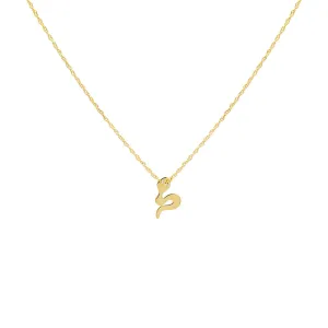 Tiny Solid Snake Necklace 14K