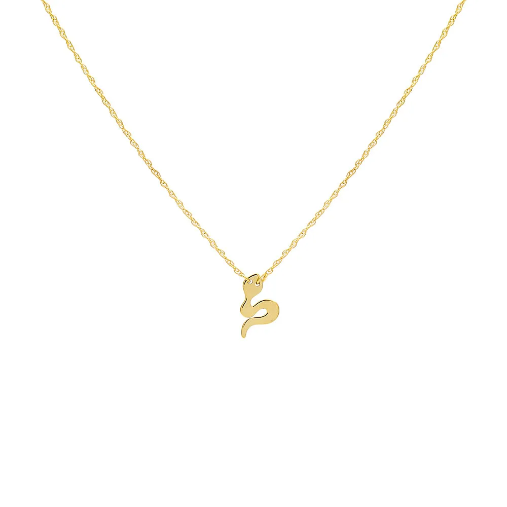 Tiny Solid Snake Necklace 14K