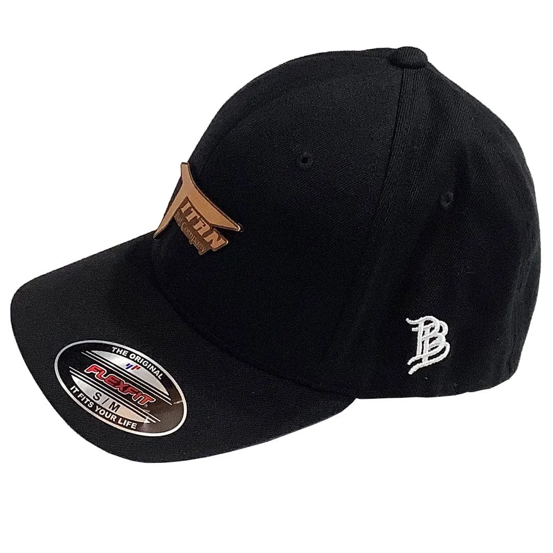 Titan Black Twill Cap Tan Leather Logo