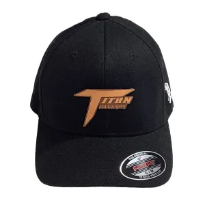 Titan Black Twill Cap Tan Leather Logo