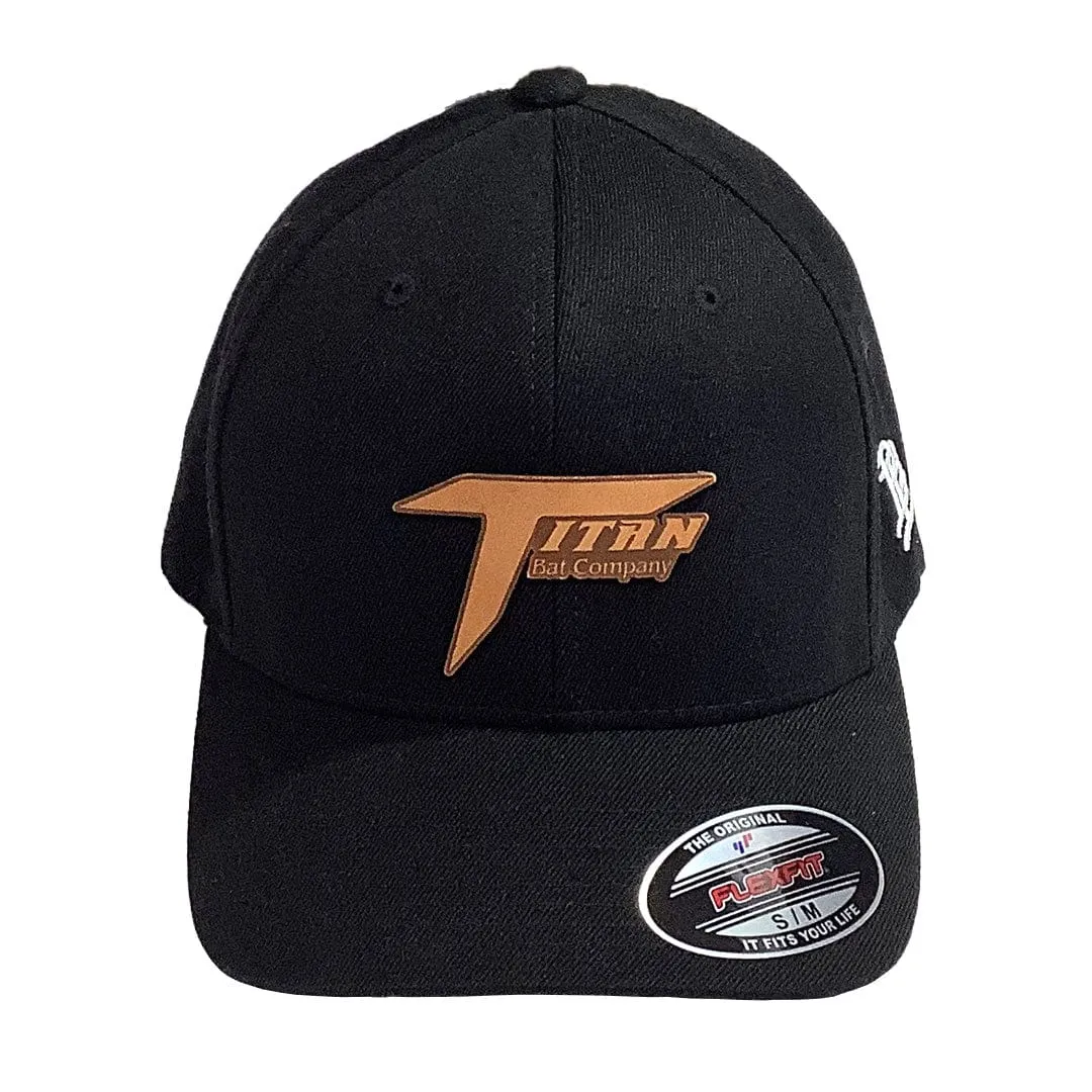 Titan Black Twill Cap Tan Leather Logo