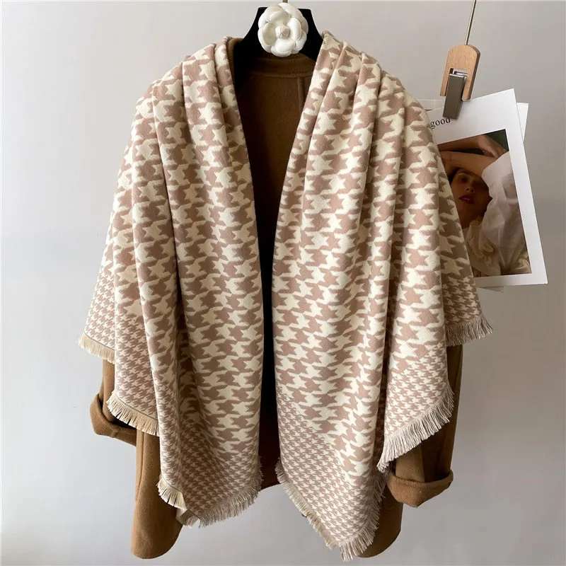 Toile and Checks Print Shawl Wool Scarves