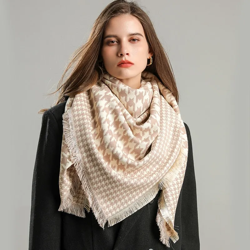 Toile and Checks Print Shawl Wool Scarves